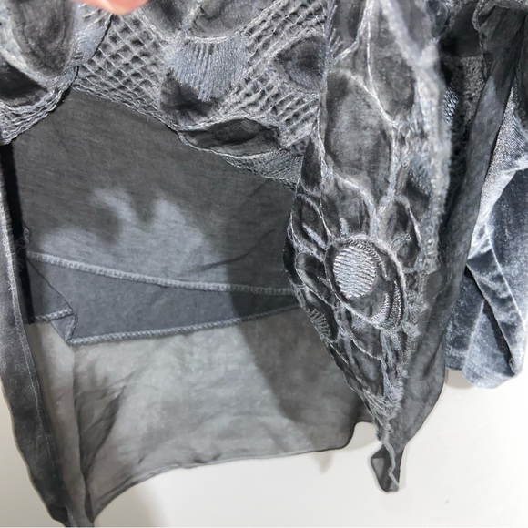 Tempo Paris Top Womens XL Burnout Velvet Whimsigoth Fairy Floral Boho Sheer - Picture 5 of 11